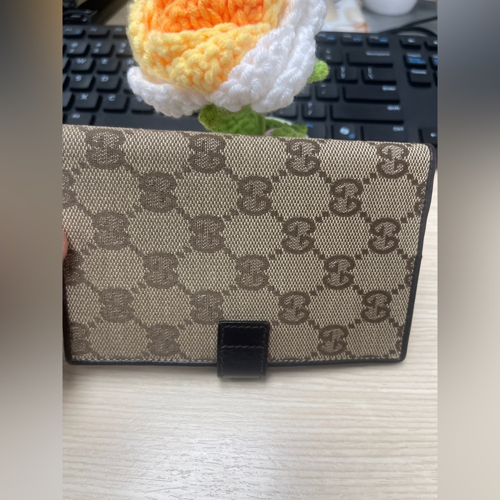 Vintage GUCCI GG Canvas Brown Drk Brown Lthr Bifold Diary Day Planner/Organizer - Picture 10 of 16